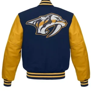 Nashville Predators Letterman Wool And Leather Jacket Back