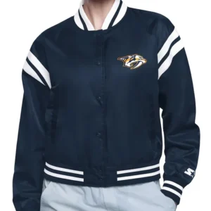 Nashville Predators Printed Logo Satin Varsity Jacket