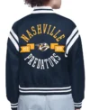 Nashville Predators Printed Logo Satin Varsity Jacket Back