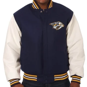 Nashville Predators White And Blue Bomber Jacket