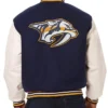 Nashville Predators White And Blue Bomber Jacket Back