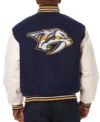 Nashville Predators White And Blue Bomber Jacket Back