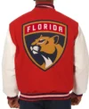 Natalie Florida Panthers Red and White Varsity Jacket Back