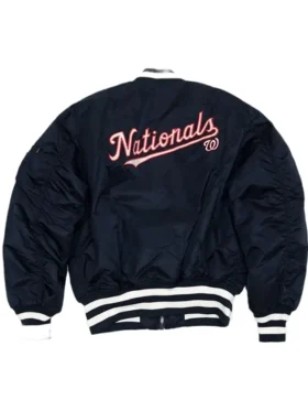 Nationals Navy Blue Ma 1 Bomber Jacket Back
