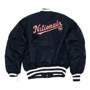 Nationals Navy Blue Ma 1 Bomber Jacket Back