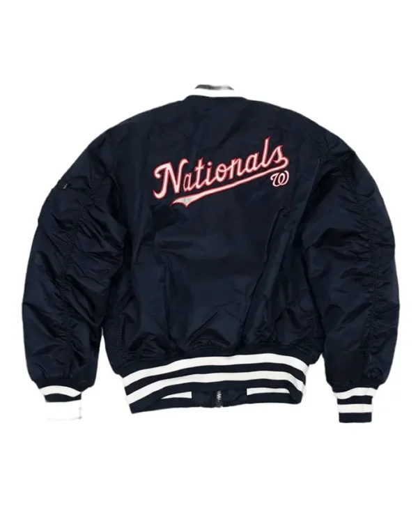 Nationals Navy Blue Ma 1 Bomber Jacket Back