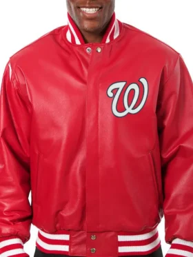 Nationals Red Bomber Leather Jacket