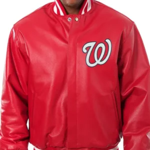Nationals Red Bomber Leather Jacket