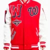 Nationals Red Letterman Wool Varsity Jacket