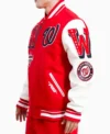 Nationals Red Letterman Wool Varsity Jacket Side