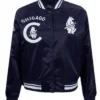 Navy Blue Full Snap Cubs Bomber Jacket