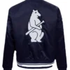 Navy Blue Full Snap Cubs Bomber Jacket Back