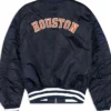 Navy Blue Satin MA 1 Bomber Jacket Back
