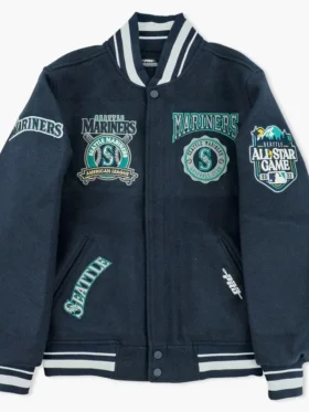 Navy Blue Varsity Mariners Letterman Jacket