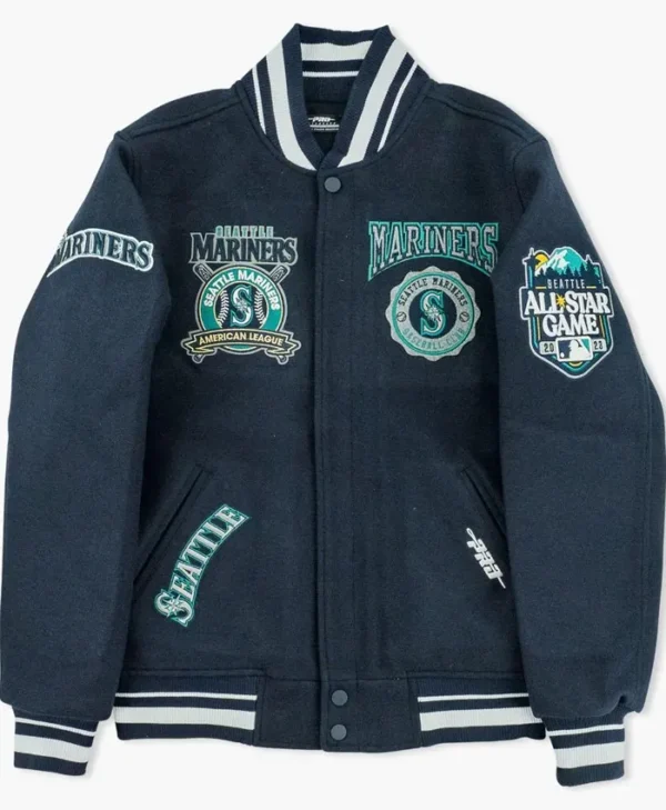 Navy Blue Varsity Mariners Letterman Jacket