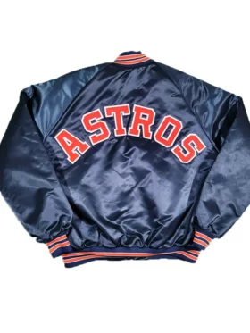 Navy Blue Vintage Astros Bomber Jacket Back