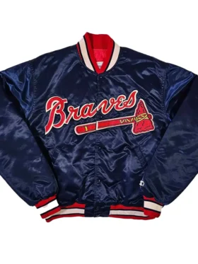 Navy Blue Vintage Braves Starter Jacket 90s