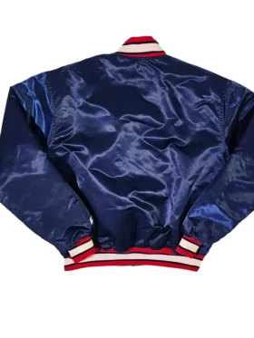 Navy Blue Vintage Braves Starter Jacket 90s Back