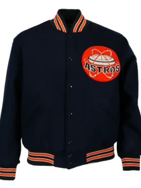 Navy Blue Wool Astros Varsity Jacket