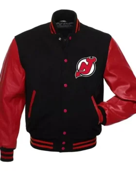 New Jersey Devils Black And Red Full Snap Jacket