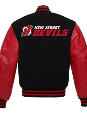 New Jersey Devils Black And Red Full Snap Jacket Back