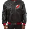 New Jersey Devils Black Leather Bomber Jacket