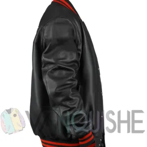 New Jersey Devils Black Leather Bomber Jacket