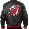 New Jersey Devils Black Leather Bomber Jacket Back