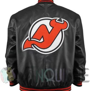 New Jersey Devils Black Leather Bomber Jacket