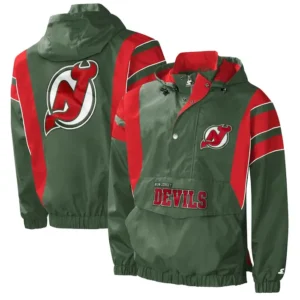 New Jersey Devils Green Pull Over Bomber Jacket