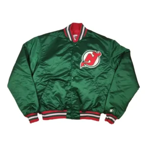 New Jersey Devils Green Vintage Bomber Jacket