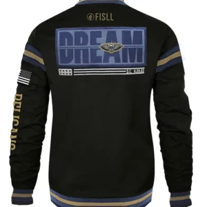 New Orleans Pelicans Black Satin Full Snap Bomber Jacket Back