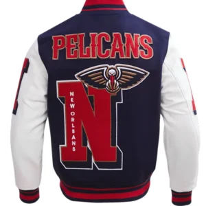 New Orleans Pelicans Letterman Varsity Wool Jacket Back