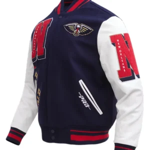 New Orleans Pelicans Letterman Varsity Wool Jacket Side