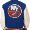 New York Islanders Blue and White Varsity Jacket Back