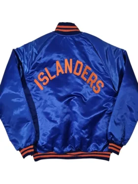 New York Islanders Bomber Satin Jacket Back