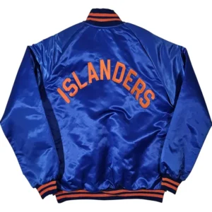 New York Islanders Bomber Satin Jacket Back