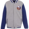 New York Islanders Grey and Blue Front Logo Jacket