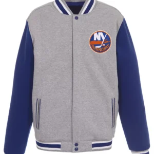 New York Islanders Grey and Blue Front Logo Jacket