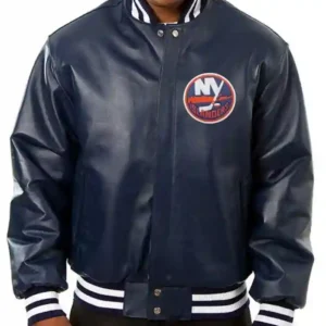 New York Islanders Navy Blue Leather Jacket