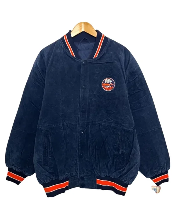 New York Islanders Vintage 1990s Suede Leather Bomber Jacket