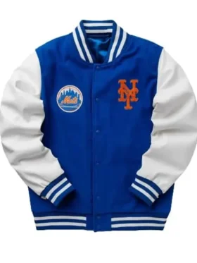 New York Mets Blue And White Wool Varsity Jacket