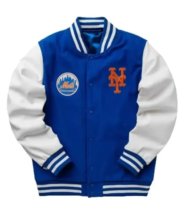 New York Mets Blue And White Wool Varsity Jacket