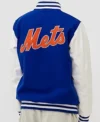 New York Mets Blue And White Wool Varsity Jacket Back