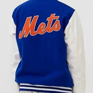 New York Mets Blue And White Wool Varsity Jacket Back