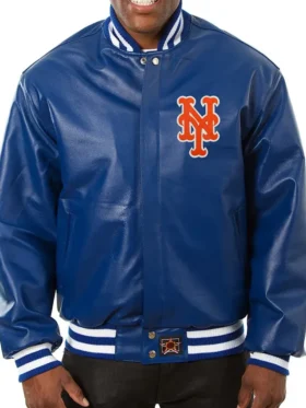 New York Mets Blue Bomber Leather Jacket