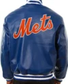 New York Mets Blue Bomber Leather Jacket Back