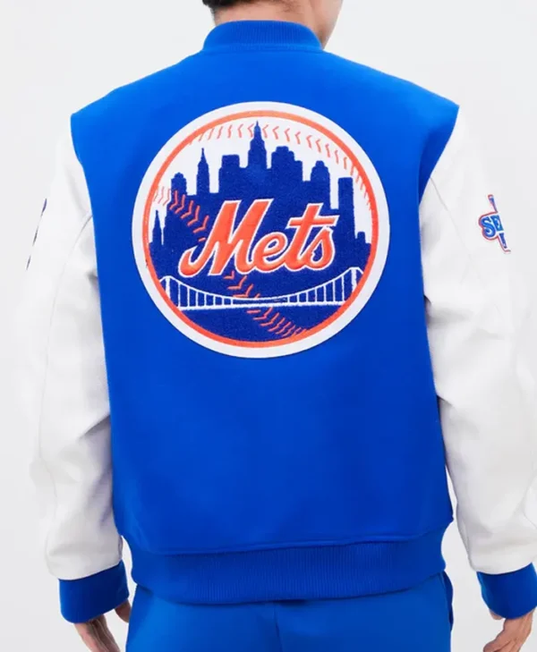 New York Mets Letterman Wool Varsity Jacket Back