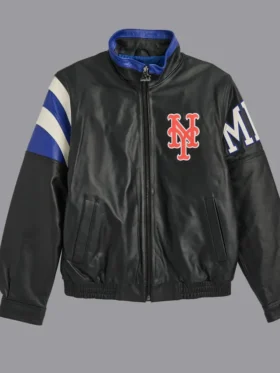 New York Mets Vintage Leather Zipper Jacket
