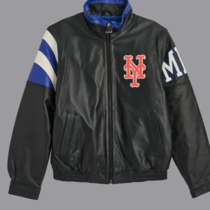 New York Mets Vintage Leather Zipper Jacket